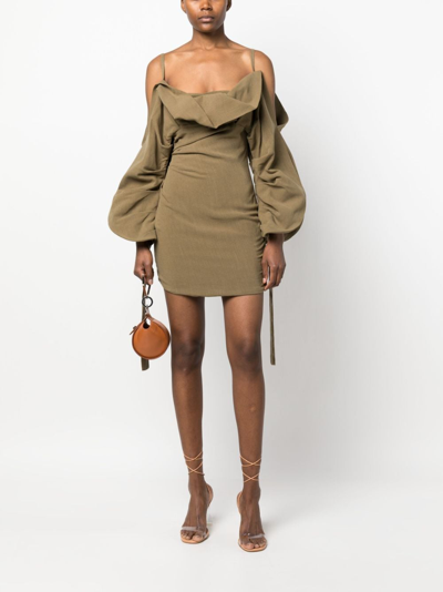 Shop Concepto Draped Fitted Minidress In Green