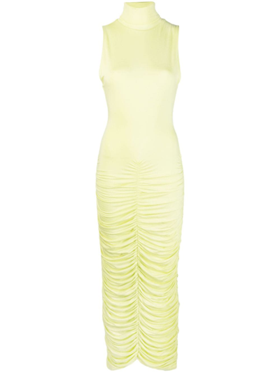Shop Concepto High Neck Ruched Dress In Green