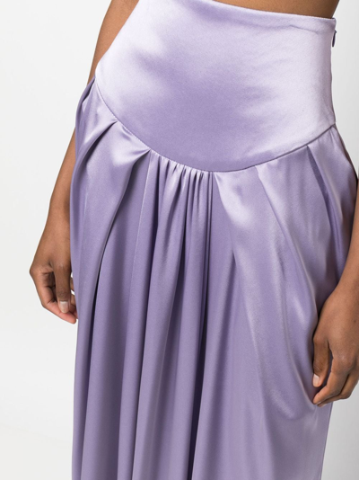 Shop Concepto Mid-rise Satin-finish Maxi Skirt In Purple