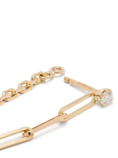 Shop Yvonne Léon 18kt Yellow Diamond Solitaire Chain Drop Earring In Gold