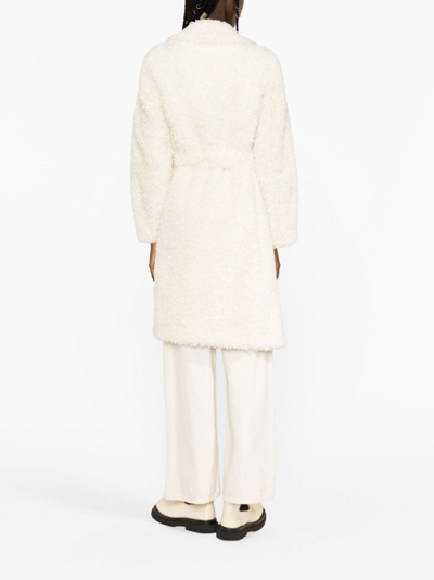 Shop P.a.r.o.s.h Belted Faux-shearling Coat In White