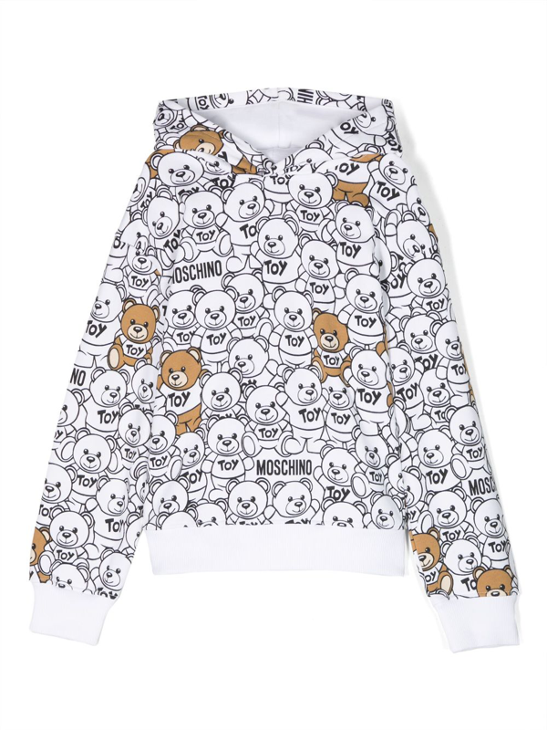 Moschino Kids Leo Teddy-print cotton dress - White