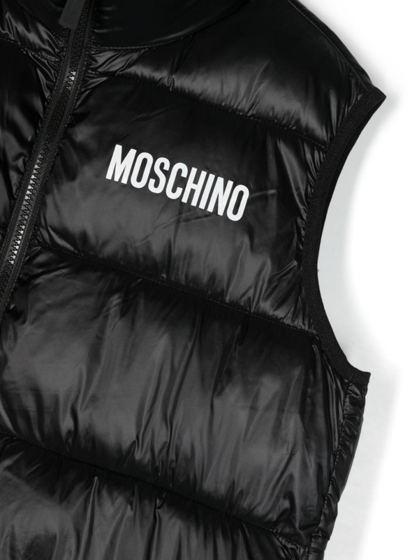 Moschino Kids logo-print padded gilet - Black