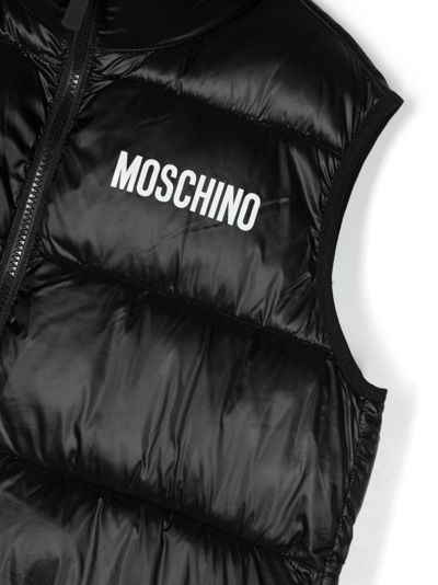 Shop Moschino Logo-print Padded Gilet In Black