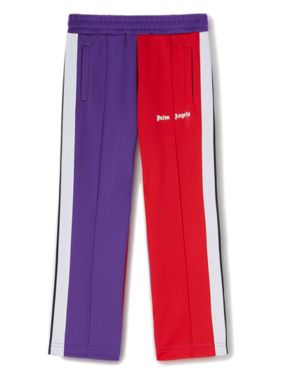 Shop Palm Angels Colour-block Cotton Track Pants In Purple