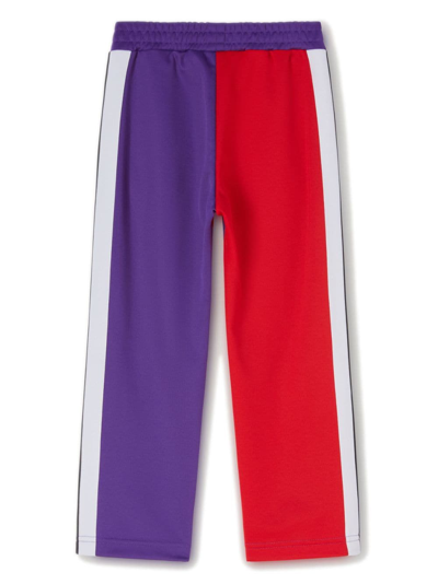 Shop Palm Angels Colour-block Cotton Track Pants In Purple