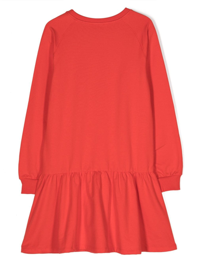 Shop Moschino Teddy Bear Print Dress In Red
