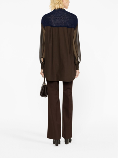 Undercover Panelled Poplin Shirt In Brown