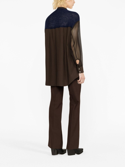 Undercover Panelled Poplin Shirt In Brown