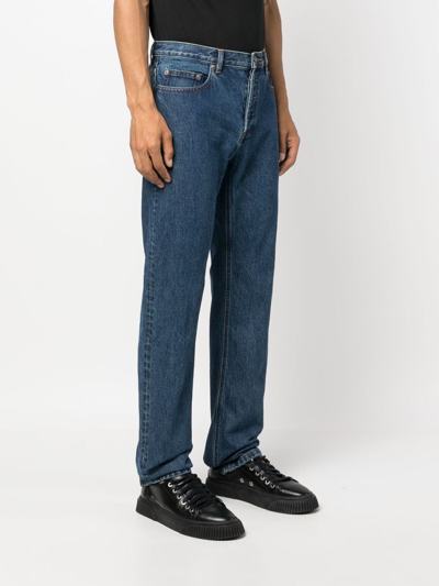 Apc Indigo Blue Cotton Straight-leg Jeans In Blue