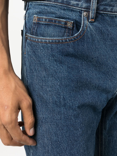 Apc Indigo Blue Cotton Straight-leg Jeans In Blue