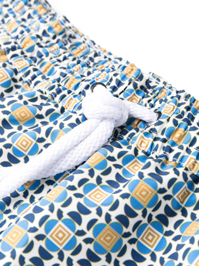 Shop Frescobol Carioca Geometric-print Swim Shorts In Blue