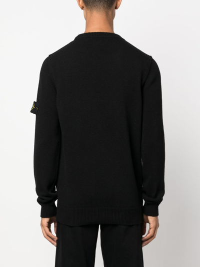 Stone Island Lightweight Wool Crew Neck Pullover In Black