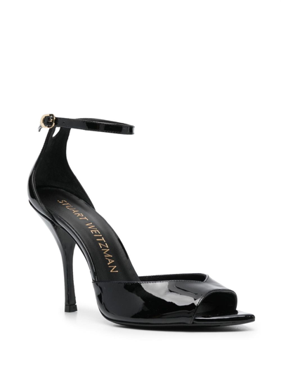 Shop Stuart Weitzman Nudist Point 100mm Leather Sandals In Black