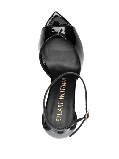 Shop Stuart Weitzman Nudist Point 100mm Leather Sandals In Black