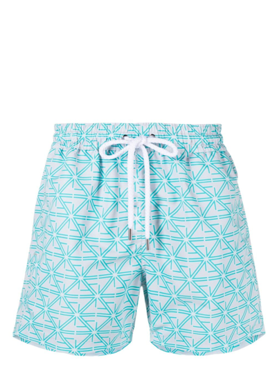Shop Frescobol Carioca Monogram-print Swim Shorts In Green