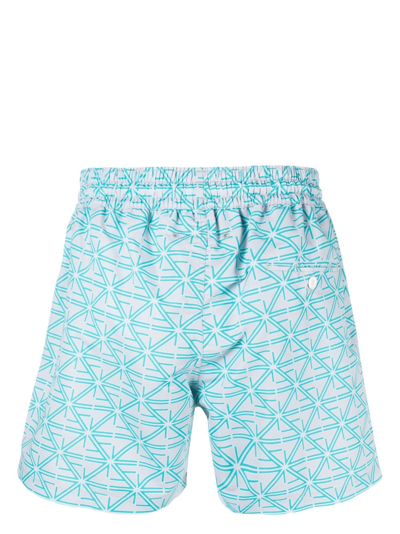Shop Frescobol Carioca Monogram-print Swim Shorts In Green