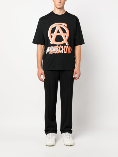 Shop Moschino Graphic-print Organic Cotton T-shirt In Black
