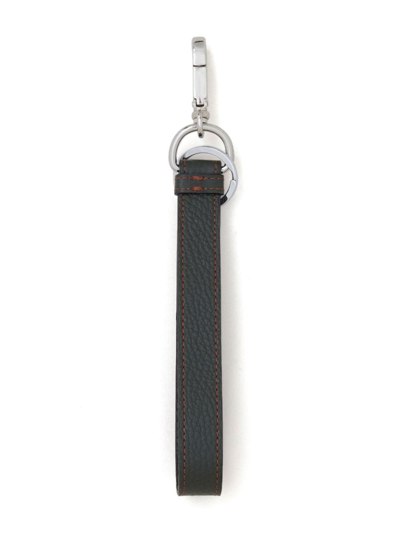 Shop Marni Logo-print Leather Keyring In Black