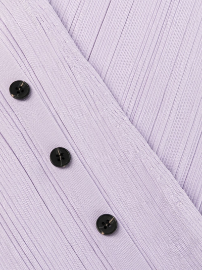 Shop Self-portrait Cut-out Rib-knit Midi Dress In Purple