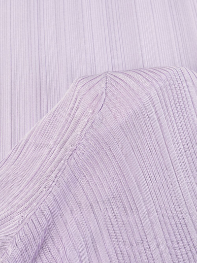 Shop Self-portrait Cut-out Rib-knit Midi Dress In Purple