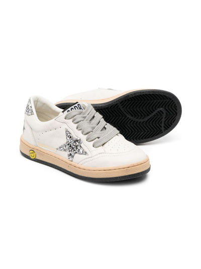 Shop Golden Goose Ball Star Leather Sneakers In White