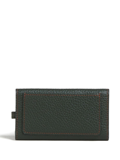 Shop Marni Logo-print Leather Key Case In Green