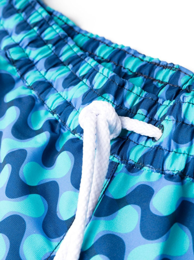 Shop Frescobol Carioca Wave-print Swim Shorts In Blue