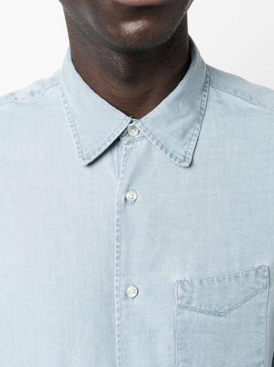 Officine Generale Button-up Lyocell Shirt In Blue