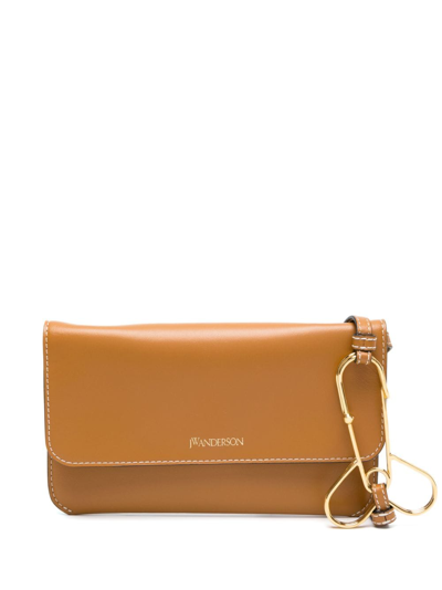 Shop Jw Anderson Phone Leather Pouch Bag In Brown