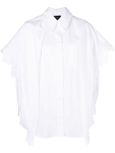 Shop Simone Rocha Pointed Collar Embroidered Shirt In White