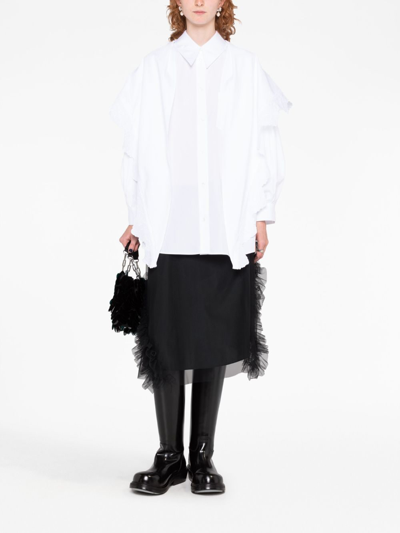 Shop Simone Rocha Pointed Collar Embroidered Shirt In White