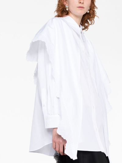 Shop Simone Rocha Pointed Collar Embroidered Shirt In White