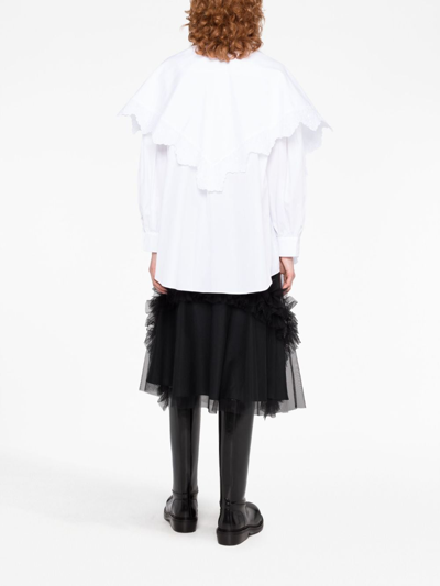 Shop Simone Rocha Pointed Collar Embroidered Shirt In White