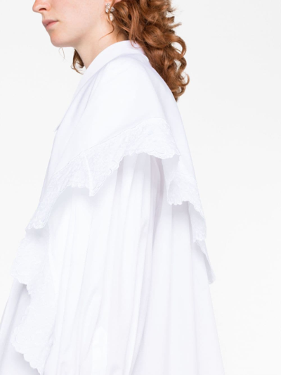 Shop Simone Rocha Pointed Collar Embroidered Shirt In White