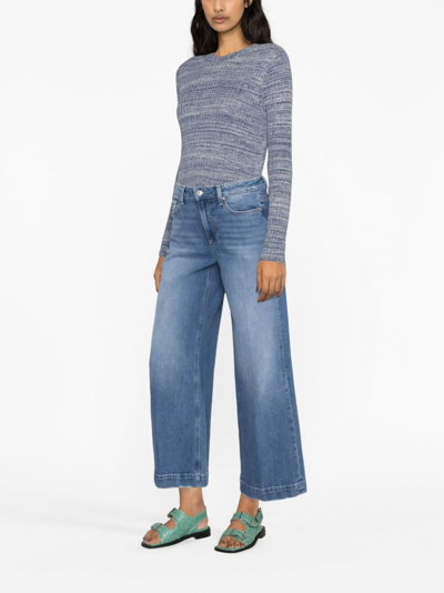 Shop Paige Harper Wide-leg Cropped Jeans In Blue