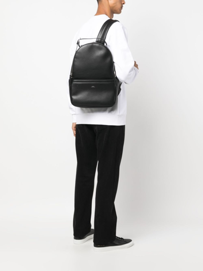 Shop Apc Logo-stamp Faux-leather Backpack In Black