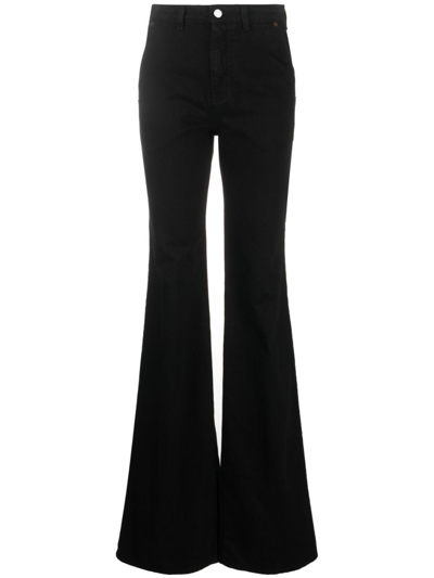 Shop Del Core Logo-patch Flared Cotton Trousers In Black
