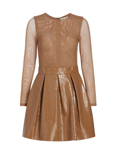 Shop Alice And Olivia Women's Chara Faux Leather Minidress In Camel