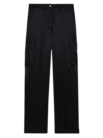 Shop Theory Women's Crushed Satin Cargo Pants In Black