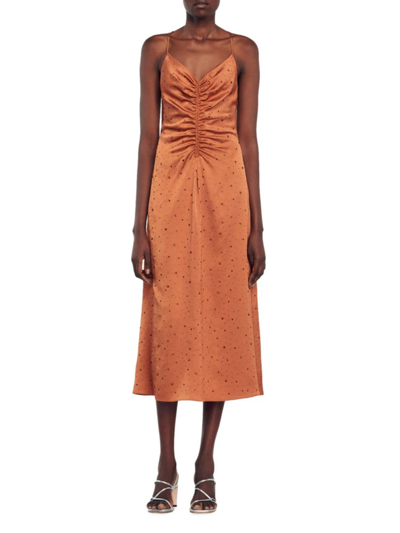 Shop Sandro Women's Rhinestone Dress In Brown