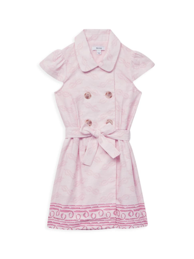 Shop Reiss Little Girl's & Girl's Jacie Double-breasted Rope Print Coat Dress In Jacie Pink