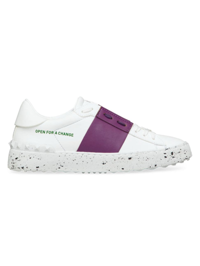 Shop Valentino Women's Open For A Change Sneakers In Bio-based Material In White Sunset Purple