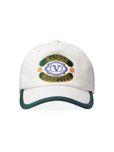 Shop Valentino Men's Maison  Baseball Cap In Light Ivory Green