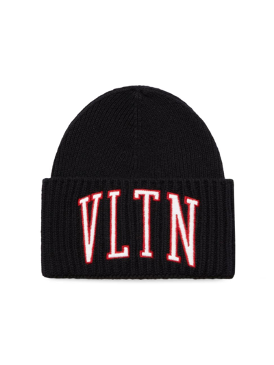 Shop Valentino Men's Vltn Wool Beanie In Black White Red