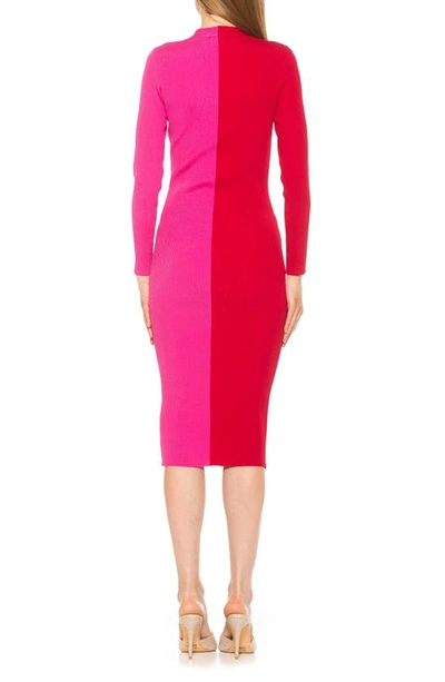 Shop Alexia Admor Gemini Long Sleeve Sweater Dress In Red/ Pink