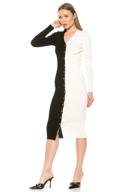 Shop Alexia Admor Gemini Long Sleeve Sweater Dress In Black Ivory