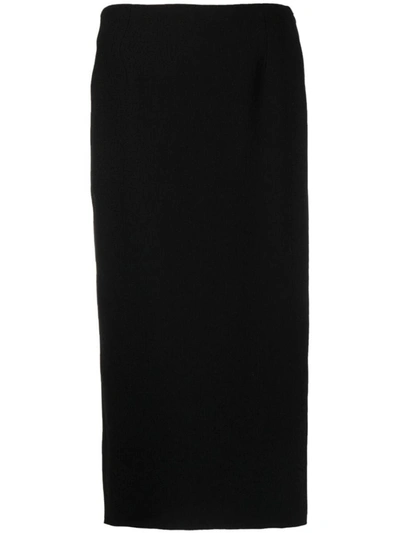 Shop Alessandra Rich High-waisted Bouclé Tweed Midi Skirt In Black