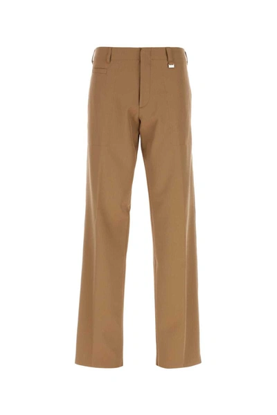 Fendi Wide-leg Wool Blend Trousers With Belt Loops In Brown