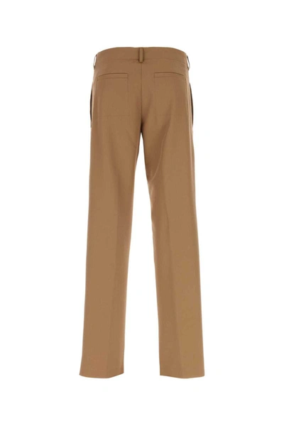 Fendi Wide-leg Wool Blend Trousers With Belt Loops In Brown